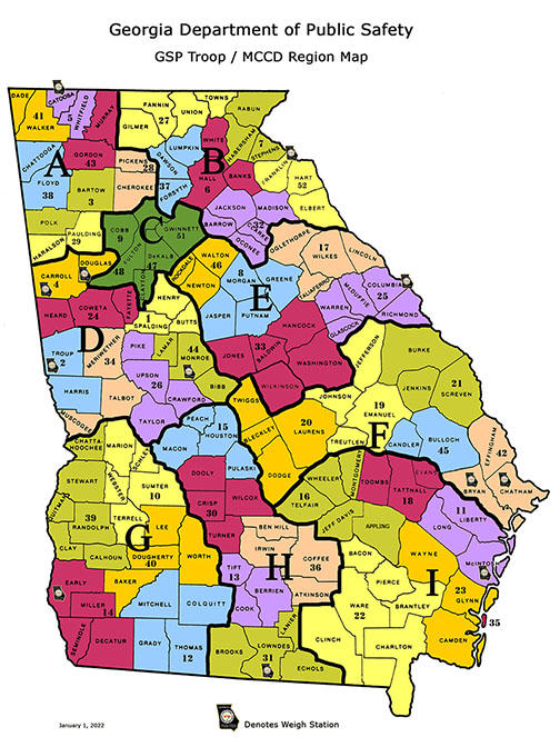 Troop and Post Locations | Georgia Department of Public Safety